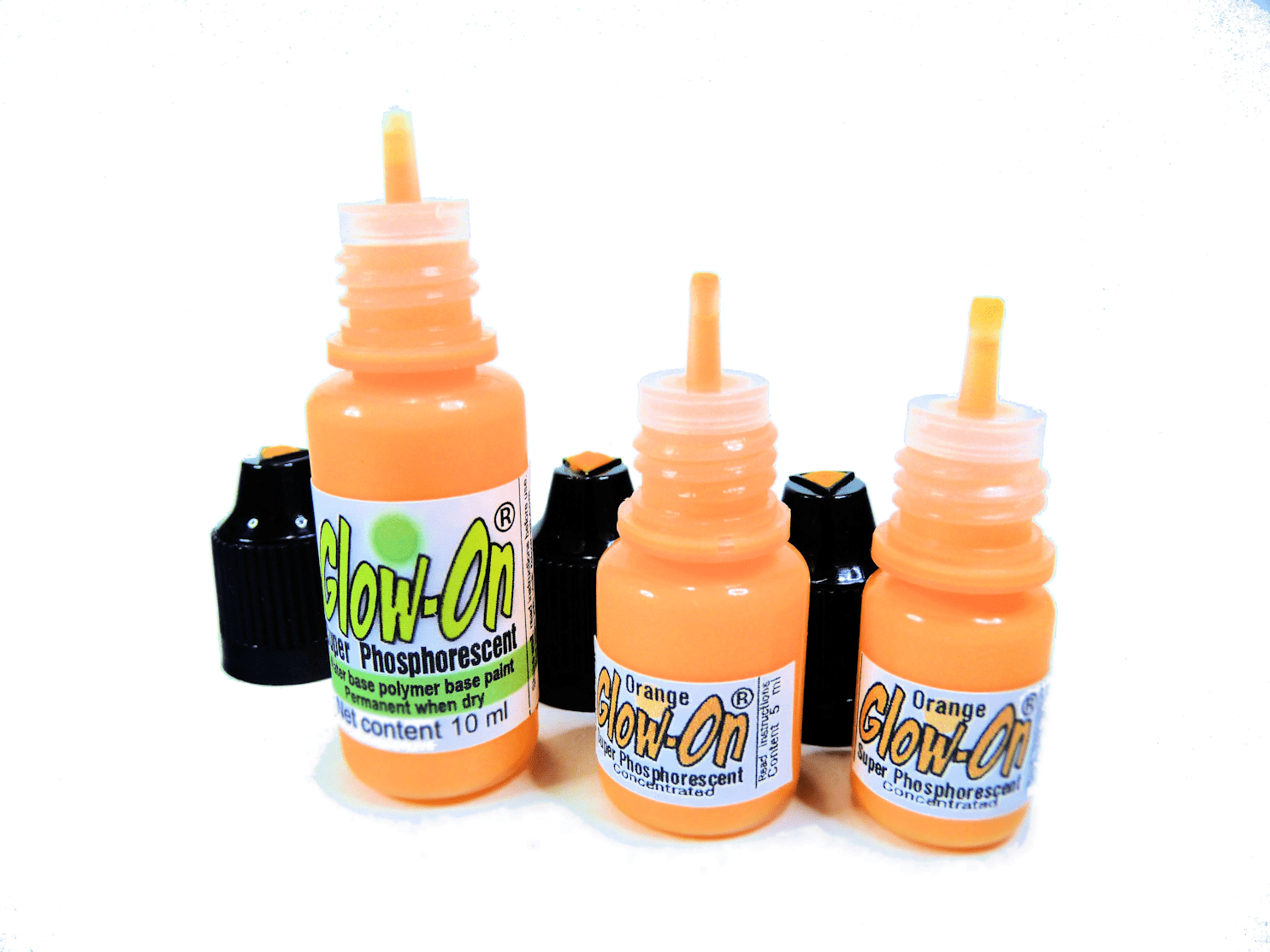 Glow On Super Phosphorescent Paint With Tip Applicator, Orange Color, Orange Glow, Large 10 ml Bottle.