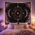thumbnail image 2 of Purple Mandala and Crescent Moons on Black Cosmos, Mystical Boho for Zodiac Enthusiasts, Celestial Wall Art Decor, Birthday Gift, Tapestry Wall Hanging for Bedroom and Living Room, 2 of 5