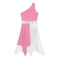 thumbnail image 3 of YONGHS Women's Asymmetrical Liturgical Praise Dance Dress One Shoulder Color Block Lyrical Dance Costume Light Pink L, 3 of 7