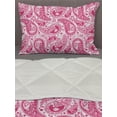 thumbnail image 3 of Hippie Comforter & Sham Bedding Set, Abstract and Vintage Leaves Bohemian Oriental Motif in Pink Shades, 3 pcs Duvet Set Microfiber Filling Quilt, 5 Sizes, Magenta and White, by Ambesonne, 3 of 4