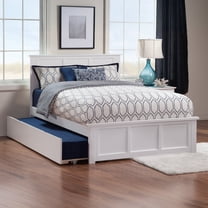AFI Madison Full Wood Platform Bed with Matching Footboard & Twin Trundle, White
