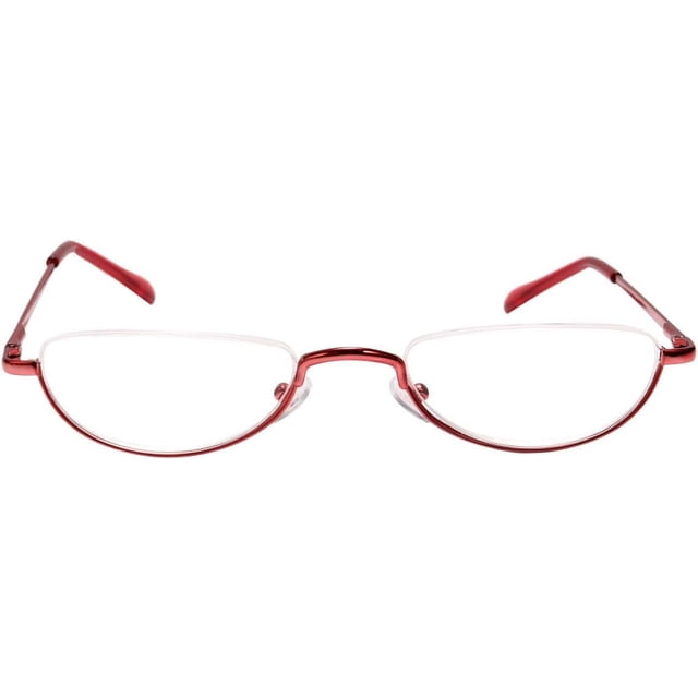 Agstum Lunettes de Lecture Rétro en Métal Demi-Lune avec Charnière à Ressort Lecteurs Demi-Sans Monture