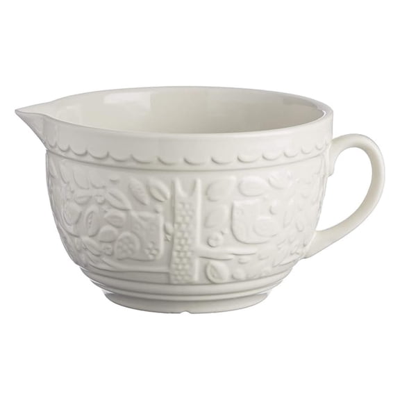 In The Forest Collection 68oz Batter Bowl, Mixing Bowl with Spout and Handle, Ceramic Baking Bowl