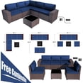 thumbnail image 5 of Kullavik 6 Pieces Patio Furniture Set Outdoor Sectional Ratten Wicker Sofa Set Patio Sofa Set Conversation Set with Thickened Cushion and Coffee Table,Navy Blue, 5 of 8