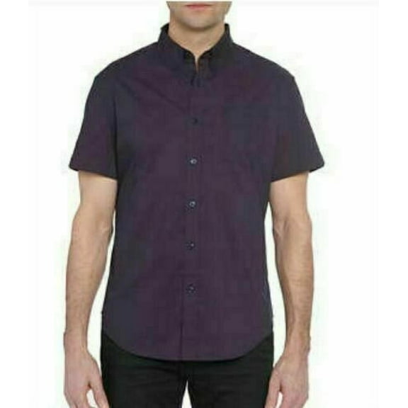 NEW!!! Jachs Men's Short Sleeve Woven Shirt (Navy Dot & Large)