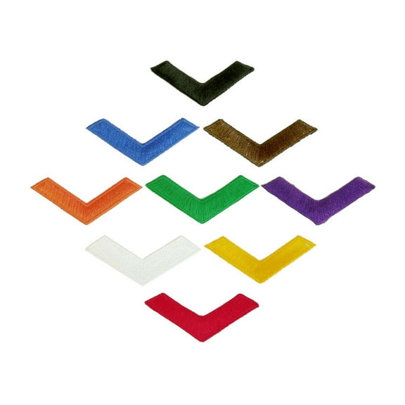 NEW Martial Arts Iron-On Chevron Patches Belt Promotion Patch (White, 10 pcs)