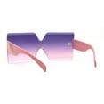 thumbnail image 2 of Womens Rimless Shield Rectangular Mod Butterfly Sunglasses Pink Blue Pink, 2 of 4