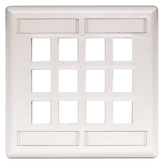 Hubbell Premise Wiring Plate,12 Ports,White,Flush IFP212W