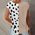 thumbnail image 4 of Qtocio Womens Fashion Tops,Color Patchwork Graphic Print Crewneck Short Sleeve Shirt Summer Blouse, 4 of 5