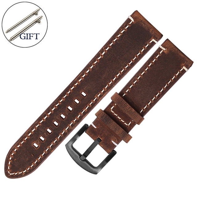 18 Mm 20 22 24 Correa De Reloj Universal De Liberación Rápida Cinturón De Pulsera Retro Costura Cuero