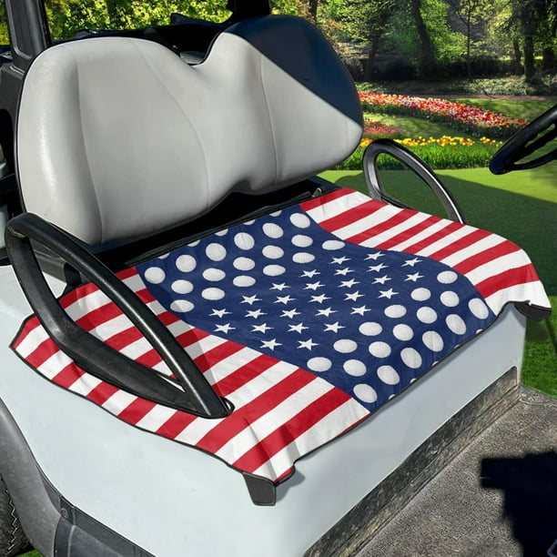 Xoenoiee Golf American Flag Pattern Golf Cart Seat Covers, Club Car