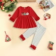 thumbnail image 2 of Gubotare Christmas Dress Baby Girl Outfit Toddler Baby Girl Fall Winter Clothes Long Sleeve Pullover Sweatshirts Stripe Pants 3T 4T (Red,3-4 Years), 2 of 4