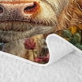 thumbnail image 5 of Homewish Highland Cow Flower Crown Meadow Bed Spread Queen For Men And Women,Beige Multicolor Rustic Queen Coverlet Set,3 Pieces, 5 of 7