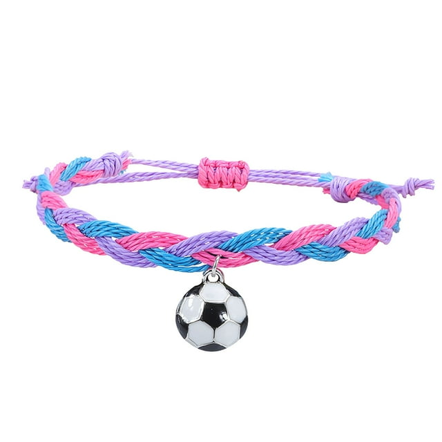 Pulseras de Fútbol Charm Favors Fútbol Negro Rojo Blanco Marrón Pulseras de Fútbol Cuentas Ajustable Inspirational for Teens Adults Sport Birthday Football Favors For
