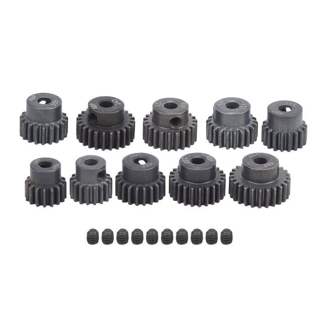 Juego de 10 piñones y engranajes de acero para motor de coche RC, 16T-25T, 7075, 48P, para motores sin escobillas 1/8 y 1/10