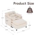 thumbnail image 2 of Lovableguy Modern Oversized Accent Chair with Ottoman,Chenille Deep Seat Upholstered Armchair,Comfy Single Sofa Couch for Living Room Bedroom Office Apartment,Beige, 2 of 7