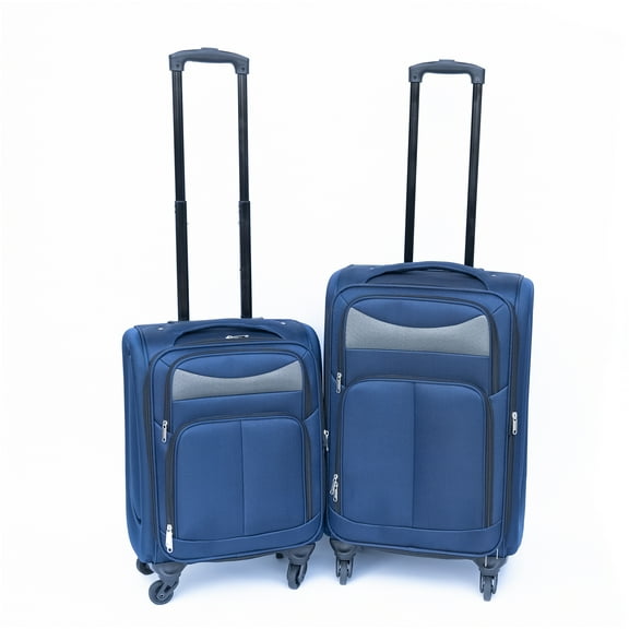JERFIT 2-Piece Softside Luggage Set with 360° Spinner Wheels, Navy Blue Oxford Suitcase Set, Lightweight & Durable Trolley Luggage with TSA Lock