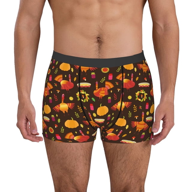 Balery Thanksgiving Turkey Calzoncillos bóxer para hombre, ropa interior de algodón suave y transpirable con cinturilla de nailon-XX-Large