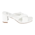 thumbnail image 3 of GC Shoes Womens Block Heeled Sandals, Open Toe Fashion Heels, Twist Cross Band Slip On High Heel Dress Slides, Dara/White/9.5, 3 of 6