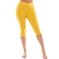 thumbnail image 2 of Cotton Capri Leggings Plain Pants Capris For Women Junior & PLUS Size, Yellow, Medium, 2 of 6