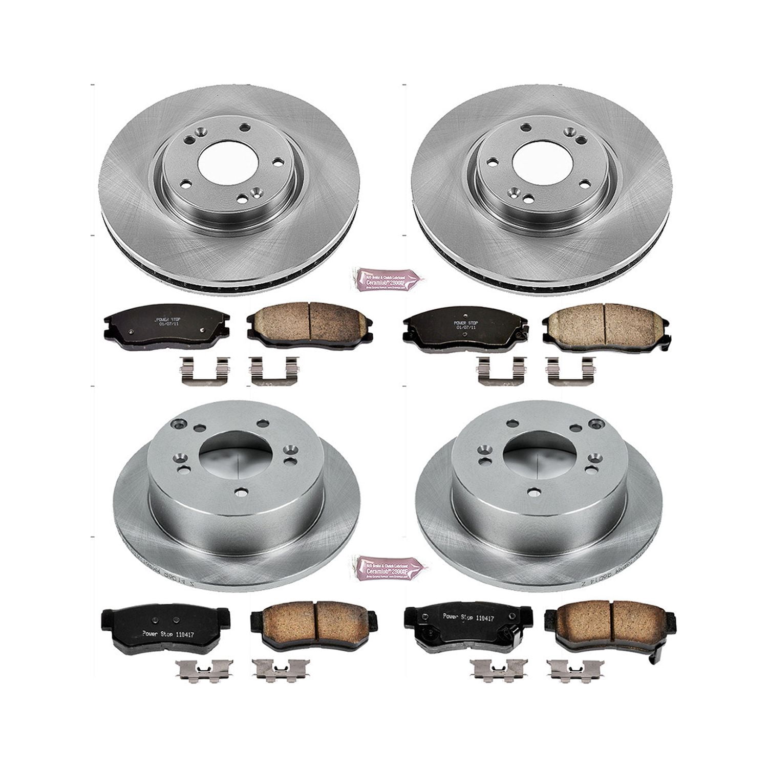 PowerStop Front and Rear Stock Replacement Brake Pad and Rotor Kit Fits: HYUNDAI Select Models KOE4450