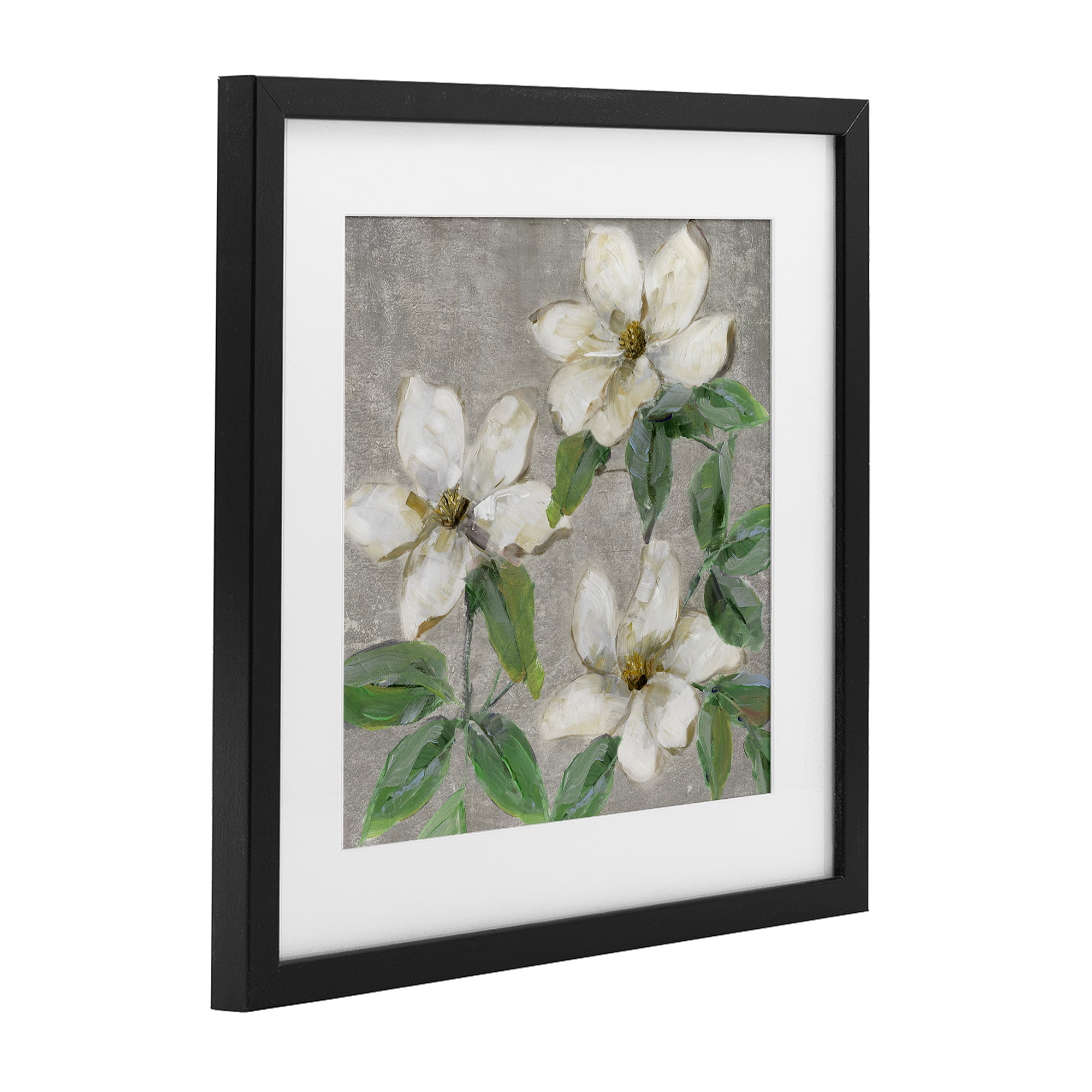 Stupell Industries Ivory Magnolia Trio Black Framed Print Under Glass, design by Sally Swatland