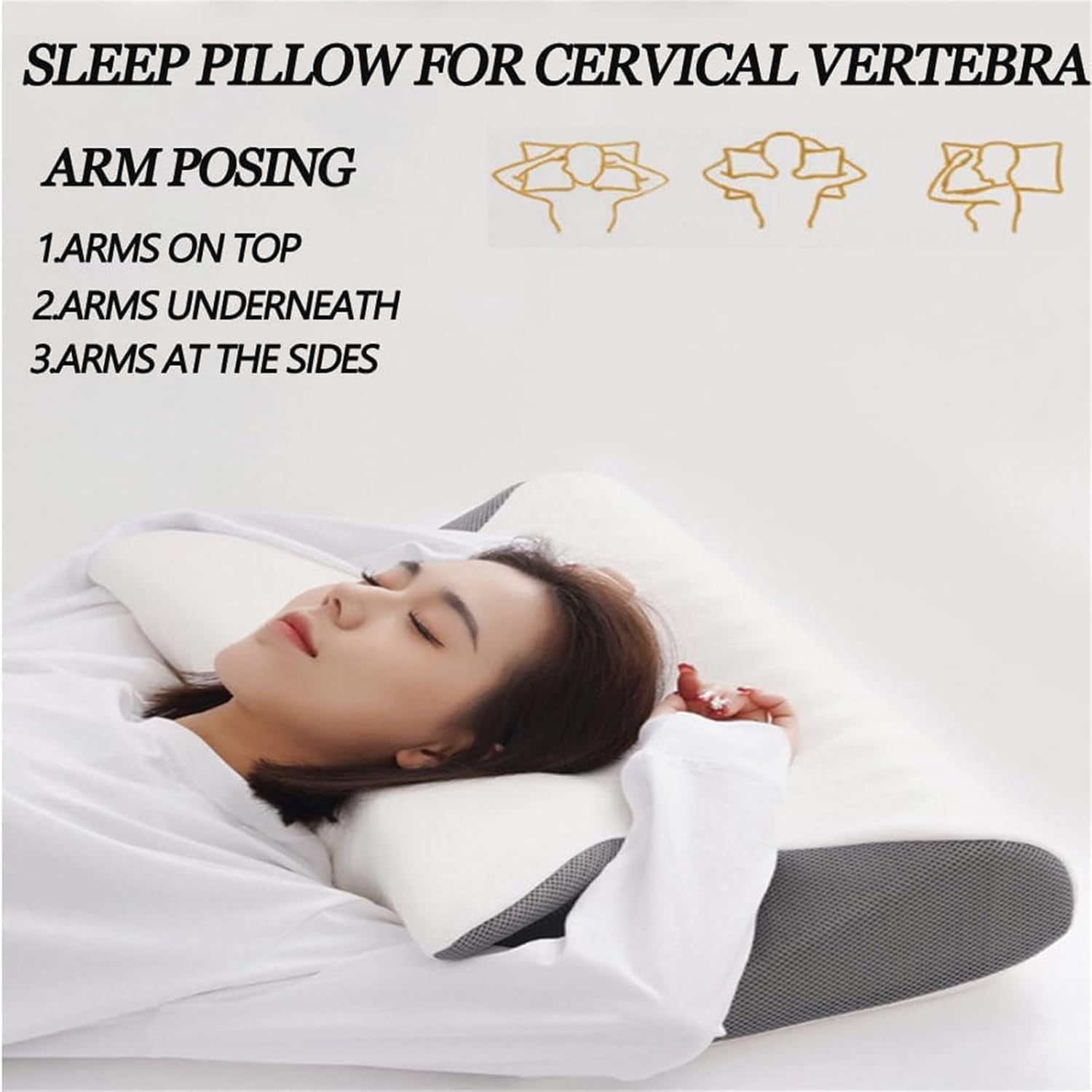 Pillow for snoring relief and sleep apnea,Ergonomic Contour Support Pillows, Air Way Cervical Pillow for Sleep Apnea, for Side Sleepers, Back Sleepers