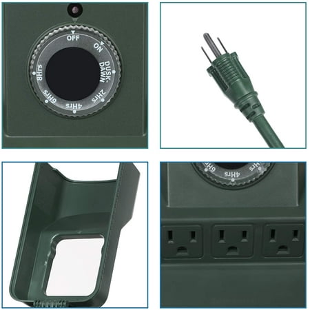 timer switch outdoor light power weatherproof stake sensor waterproof strip dewenwils