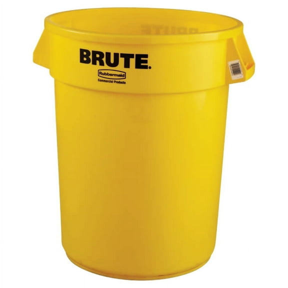 Round Brute Container Office Garbage can and Wastebasket, Plastic, 32 Gal, Yellow | Bundle of 5