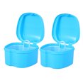 thumbnail image 1 of 2 Pack Denture Bath Box Case False Storage Box Cleaning Container Rinsing Basket Retainer Appliance Holder Tray, 1 of 7