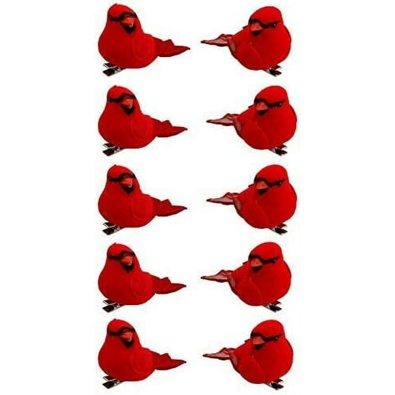 QCUTEP 10Pcs Red Artificial Christmas Cardinal Birds Mini Feather Birds Ornaments Christmas Cardinal Birds Clip for Christmas Tree Home Decor