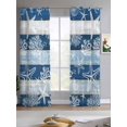 thumbnail image 2 of Navy Blue Coastal Beach Sheer Curtains 84 Inch Length 2 Panels Set for Living Room/Bedroom, Nautical Starfish Coral Vintage Wooden Kitchen Curtains Grommet Curtains Window Treatments 52"x84"x2, 2 of 7