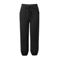 thumbnail image 5 of Ashirexll Winter Women Pants Casual Pants for Women Elastic High Waist Linen Trousers with Pockets Fashion Warm Comfortable Wear, 5 of 7