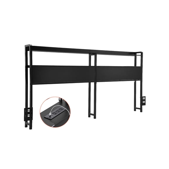 VEVOR Headboard for King Size Bed Head Board with 2 Shelves & LED Light Black