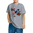 thumbnail image 2 of BRGZLK Boys Girls 4Th Of July Cotton Shirts Kids Independence Day Flag T-Shirts Casual Round Neck Short Sleeve Tops Gray 5-6 Years, 2 of 6