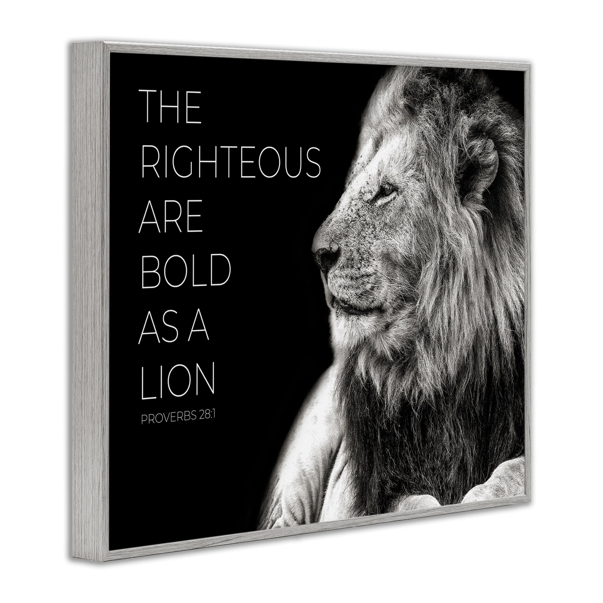 Stupell Industries The Righteous Bold As A Lion Gray Framed Giclee Art, design by Shelley Lake