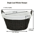 thumbnail image 2 of Household Essentials Round Wicker Laundry Basket with Handles, Whimsical Water Hyacinth Basket, Supportive Metal Frame, Removable Polyester Liner, Handwoven, Well-Structured and Versatile, Brown, 2 of 8
