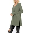 thumbnail image 2 of J. METHOD Women’s Knit Sweater Long Sleeve V-Neck Thermal Waffle Warm Casual Tunic Pullover Side Slit Knitted Top NEWT395 Light Olive 3XL, 2 of 5
