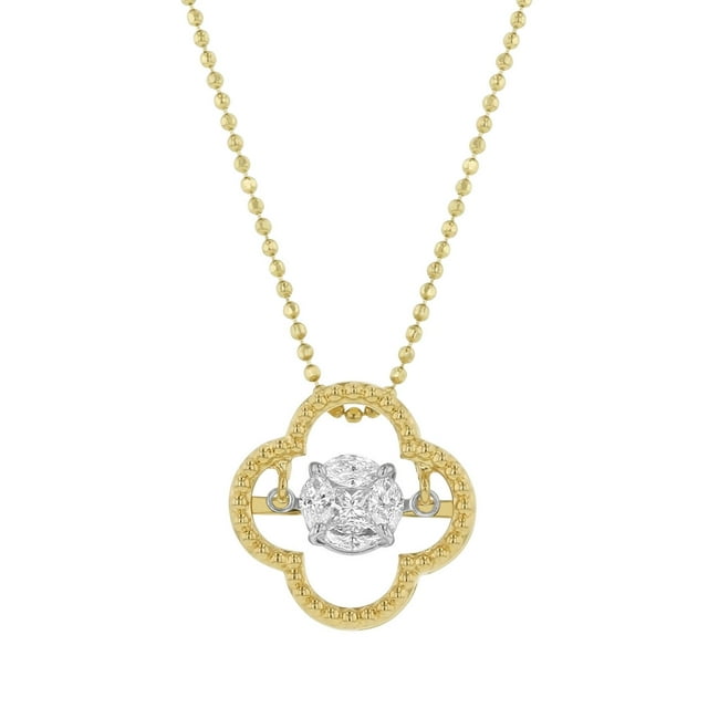 0.32 CT. T.W. Marquise Cut Clover Dancing Diamond Pendant in 14K Gold