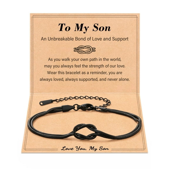 To My Men/Husband/Son Bracelet, Black Love Knot Bracelet Jewelry Christmas Birthday Anniversary Valentine Gift Ideas