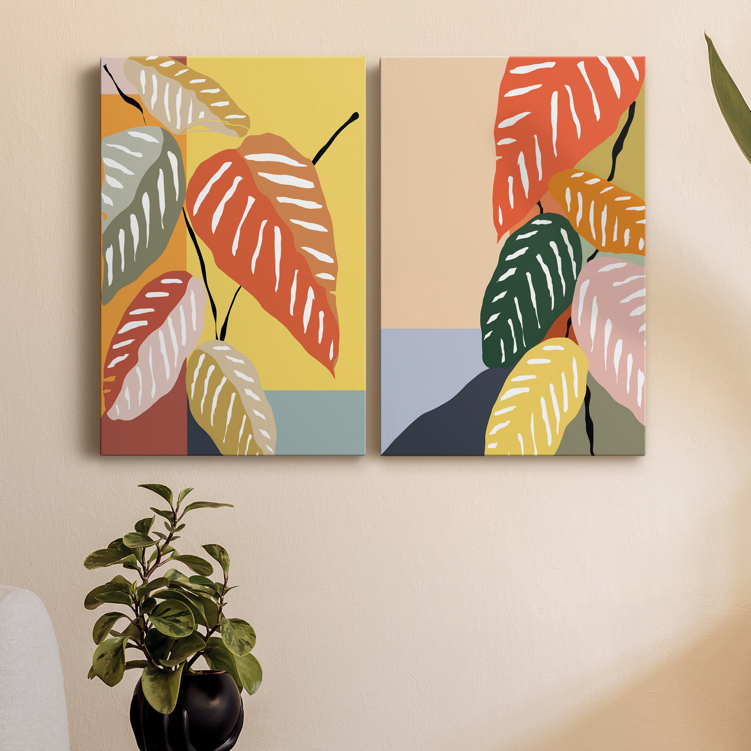 Tropical Plant I Premium Gallery Wrapped Canvas - Ready to Hang - Set of 2 - 8 x 12 Each