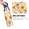 thumbnail image 4 of Yayeee 33oz Insulated Water Bottle Double Wall Stainless Steel with Flip Straw Lid, Watercolor Sunflowers and Leaves, 4 of 7