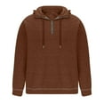 thumbnail image 4 of BXINGOHAI Mens 1/4 Zip Hoodies Thin Fleece Hooded Sweatshirt Color Block Long Sleeve Pullover Shirts Fall Winter Tops With Kangaroo Pocket Today Beige,L, 4 of 5