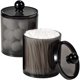 thumbnail image 5 of Nvzi Organizador de baño, tarro de almacenamiento, tarro de baño de vidrio transparente, soporte para bolas de algodón, negro, 4 piezas, 5 of 5