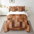 thumbnail image 2 of Manfei Geometric Plaid Twin Bedding Sets 7-Piece,Modern Abstract Geometric Bedding Comforter Set,Brown Grid Sheet Sets For Girrls,Super Cozy Bedroom Decorative,Reversible, 2 of 8