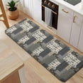 thumbnail image 5 of Brown Checkered Geometric and Floral Pattern Kitchen Rug Mat,Kitchen Runner Rugs Non Skid Washable,Decorative Kitchen Floor Mats for Kitchen,Sink,Laundry,17"x47.2", 5 of 7