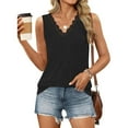 thumbnail image 3 of yillto Womens Plus Size Ribbon Tank Lace V Neck Sleeveless Loose Undershirts Summer Knit Tunic Tops, 3 of 7