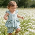 thumbnail image 4 of MEZZALL Girls Floral Sleeveless Vest And Ruffle Shorts Two Piece Outfit Sets Casual Playwear Comfortable Twill Summer Fashion Clothing Sets Kids Lightweight Breathable, 4 of 5