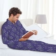 thumbnail image 5 of KLL Lavender Flowers Sleepwear Mens Flannel Pajamas,Long Cotton Pj Set, 5 of 7