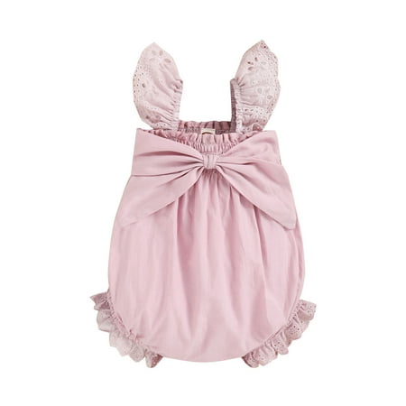 

Qufokar Baby Girl Gifts Sed Baby Girl Clothes Girls Lace Sleeveless Bowknot Romper Bodysuits Clothes